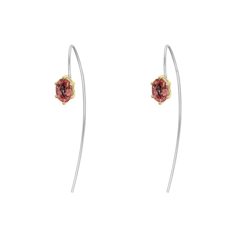 9ct Yellow Gold Sterling Silver Garnet Stepping Stones 4x7mm Oval Claw Set Hook Earrings sold by Jura Watches product image thumbnail 2