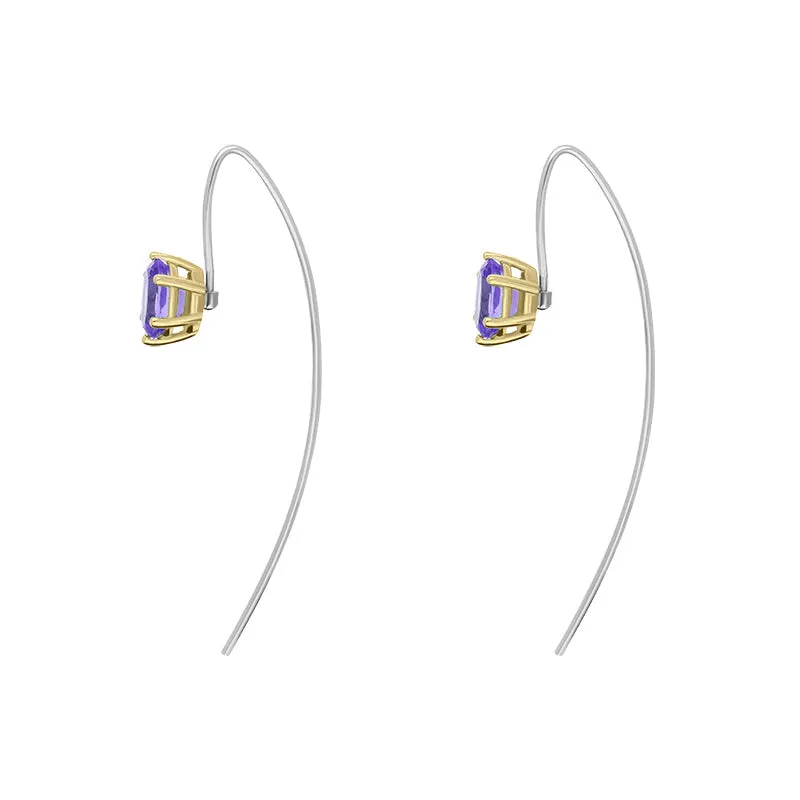 9ct Yellow Gold Sterling Silver Amethyst Stepping Stones 4x7mm Oval Claw Set Hook Earrings sold by Jura Watches product image thumbnail 3