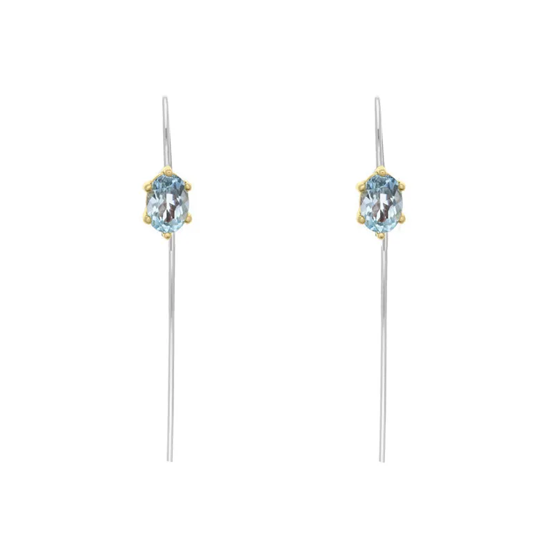 9ct Yellow Gold Sterling Silver Topaz Stepping Stones 4x7mm Oval Claw Set Hook Earrings sold by Jura Watches
