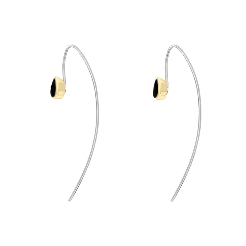 9ct Yellow Gold Sterling Silver Whitby Jet Stepping Stones 5x7mm Pear Drop Hook Earrings sold by Jura Watches product image thumbnail 3