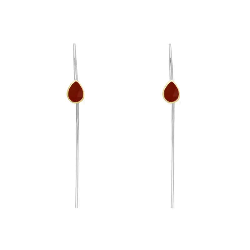9ct Yellow Gold Sterling Silver Carnelian Stepping Stones 5x7mm Pear Drop Hook Earrings sold by Jura Watches