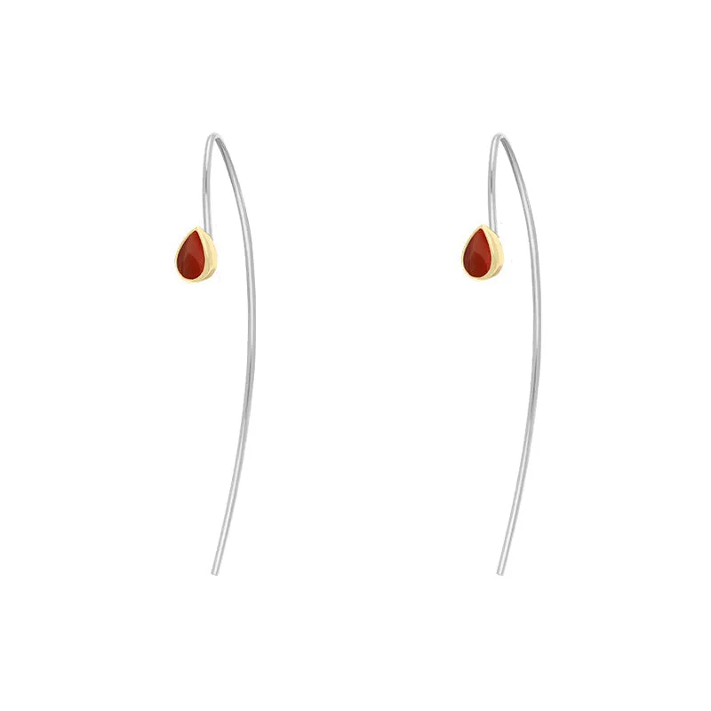 9ct Yellow Gold Sterling Silver Carnelian Stepping Stones 5x7mm Pear Drop Hook Earrings sold by Jura Watches product image thumbnail 2
