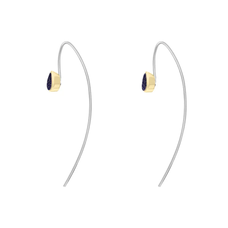 9ct Yellow Gold Sterling Silver Blue Goldstone Stepping Stones 5x7mm Pear Drop Hook Earrings sold by Jura Watches product image thumbnail 3