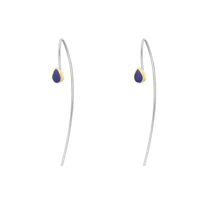 9ct Yellow Gold Sterling Silver Lapis Lazuli Stepping Stones 5x7mm Pear Drop Hook Earrings sold by Jura Watches product image thumbnail 2