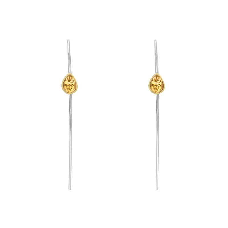 9ct Yellow Gold Sterling Silver Citrine Stepping Stones 5x7mm Pear Drop Hook Earrings sold by Jura Watches