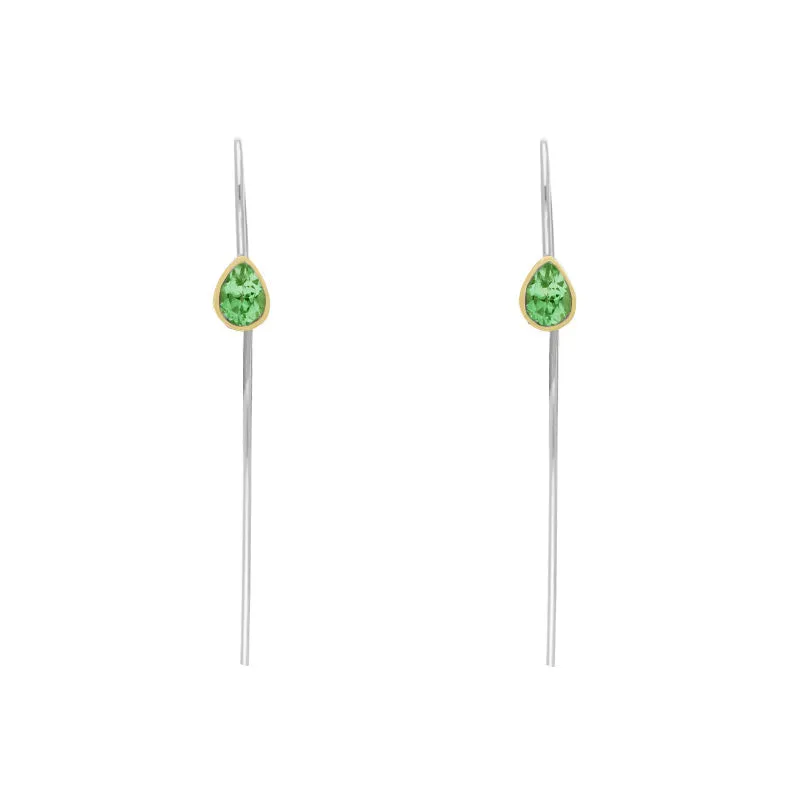 9ct Yellow Gold Sterling Silver Peridot Stepping Stones 5x7mm Pear Drop Hook Earrings sold by Jura Watches