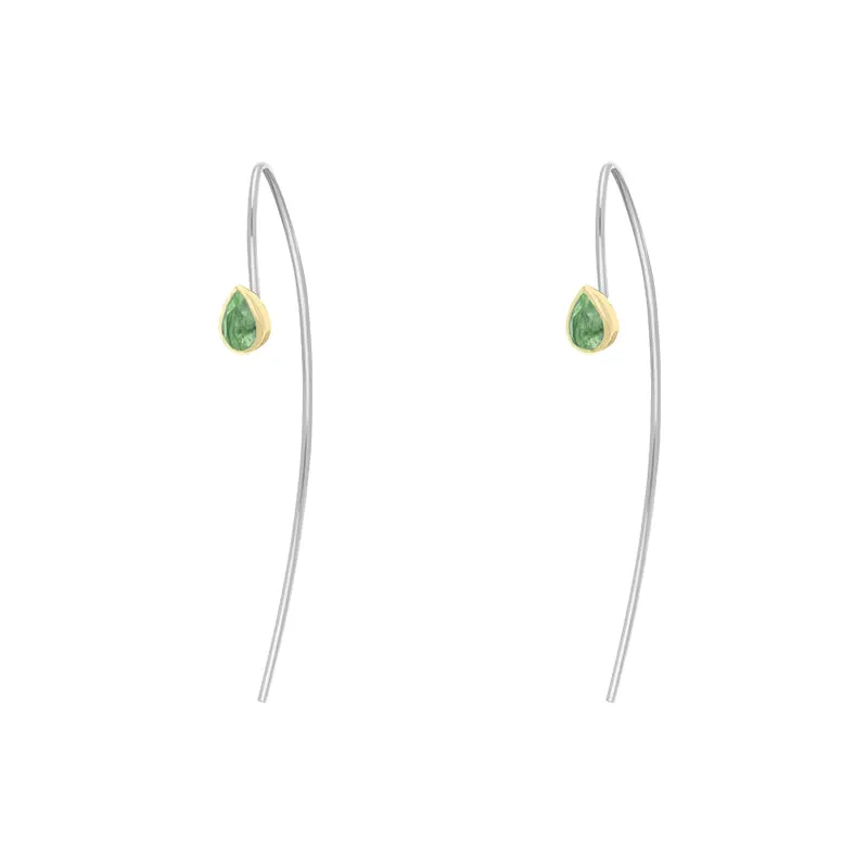 9ct Yellow Gold Sterling Silver Peridot Stepping Stones 5x7mm Pear Drop Hook Earrings sold by Jura Watches product image thumbnail 2