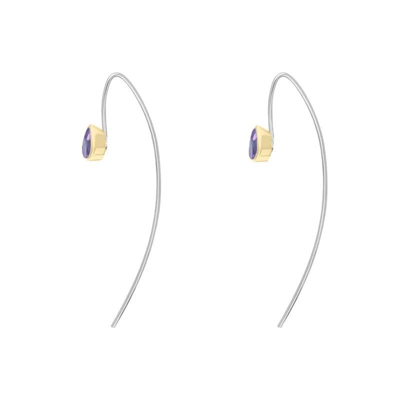 9ct Yellow Gold Sterling Silver Amethyst Stepping Stones 5x7mm Pear Drop Hook Earrings sold by Jura Watches product image thumbnail 2