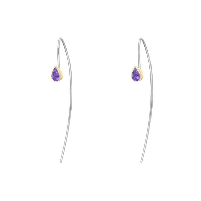 9ct Yellow Gold Sterling Silver Amethyst Stepping Stones 5x7mm Pear Drop Hook Earrings sold by Jura Watches product image thumbnail 3