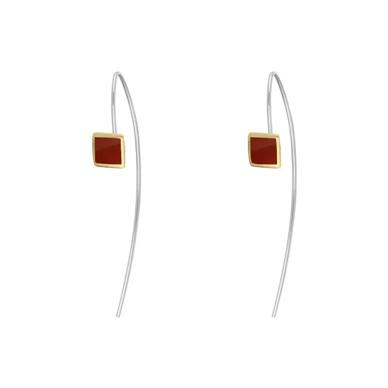 9ct Yellow Gold Sterling Silver Carnelian Stepping Stones 5mm Square Hook Earrings sold by Jura Watches product image thumbnail 2