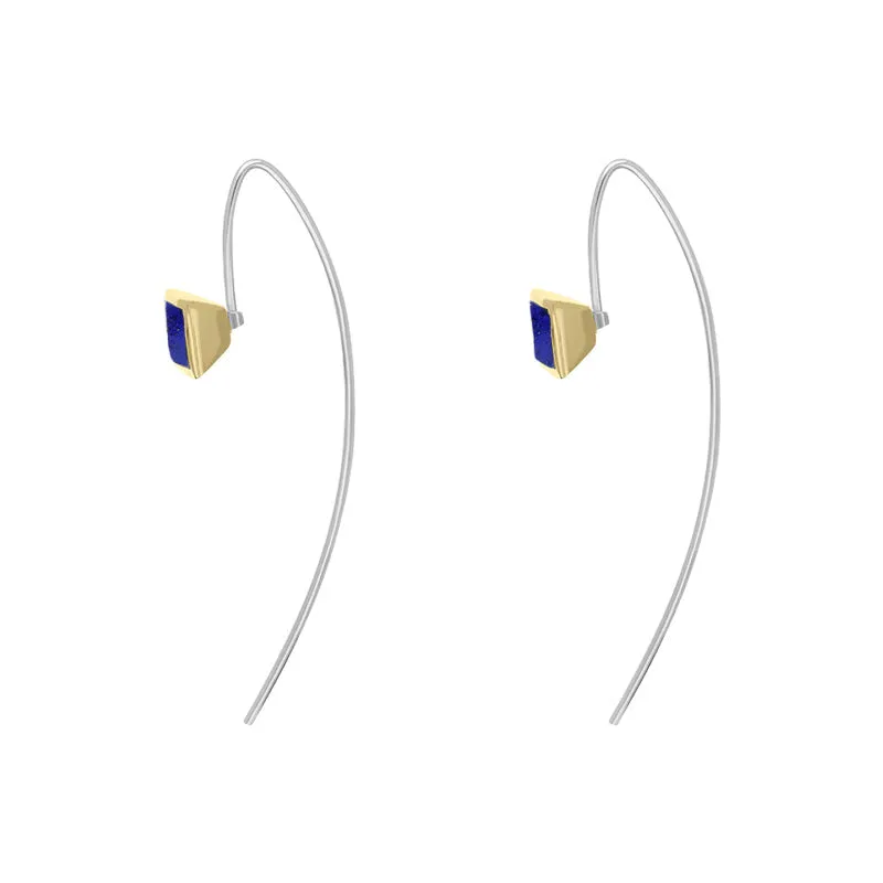 9ct Yellow Gold Sterling Silver Lapis Lazuli Stepping Stones 5mm Square Hook Earrings sold by Jura Watches product image thumbnail 3