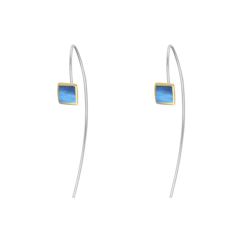9ct Yellow Gold Sterling Silver Moonstone Stepping Stones 5mm Square Hook Earrings sold by Jura Watches product image thumbnail 2