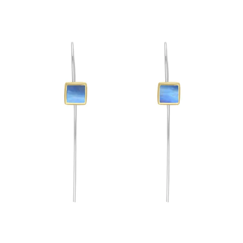 9ct Yellow Gold Sterling Silver Moonstone Stepping Stones 5mm Square Hook Earrings sold by Jura Watches