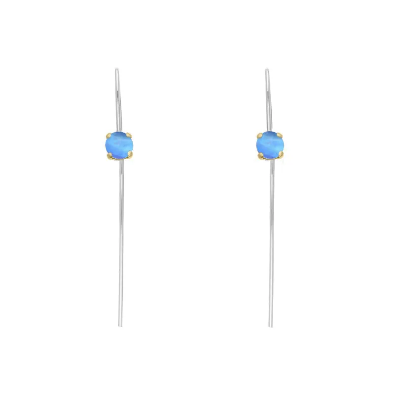 9ct Yellow Gold Sterling Silver Moonstone Stepping Stones 5mm Round Claw Set Hook Earrings sold by Jura Watches