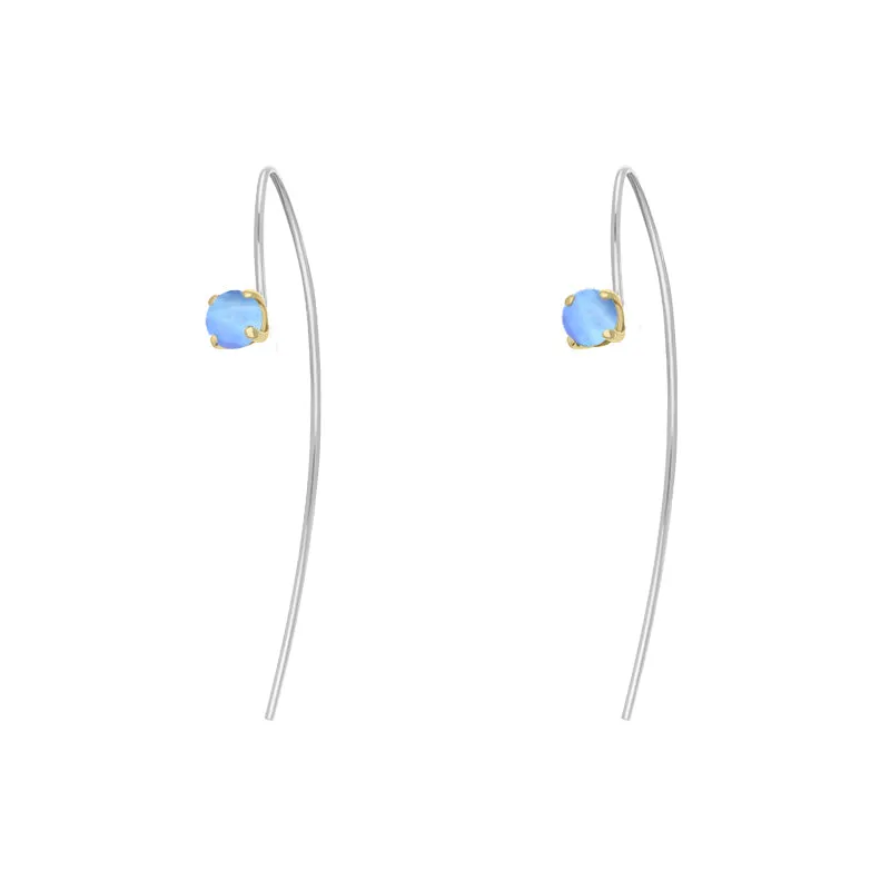 9ct Yellow Gold Sterling Silver Moonstone Stepping Stones 5mm Round Claw Set Hook Earrings sold by Jura Watches product image thumbnail 2