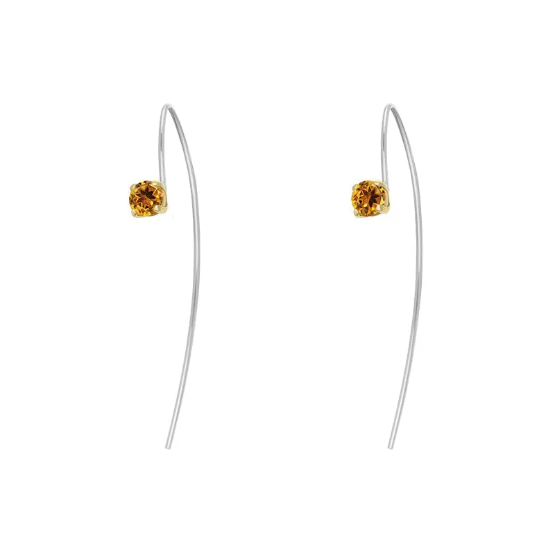 9ct Yellow Gold Sterling Silver Citrine Stepping Stones 5mm Round Claw Set Hook Earrings sold by Jura Watches product image thumbnail 2