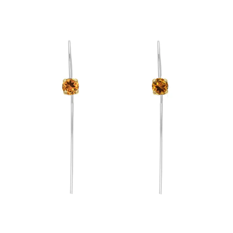 9ct Yellow Gold Sterling Silver Citrine Stepping Stones 5mm Round Claw Set Hook Earrings sold by Jura Watches