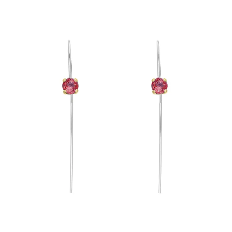 9ct Yellow Gold Sterling Silver Garnet Stepping Stones 5mm Round Claw Set Hook Earrings sold by Jura Watches