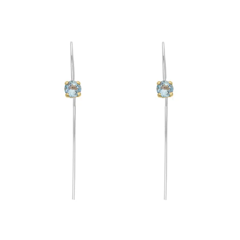 9ct Yellow Gold Sterling Silver Topaz Stepping Stones 5mm Round Claw Set Hook Earrings sold by Jura Watches