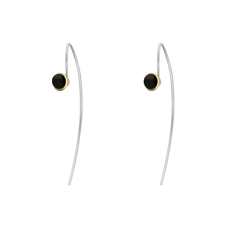 9ct Yellow Gold Sterling Silver Whitby Jet Stepping Stones 5mm Round Hook Earrings sold by Jura Watches product image thumbnail 2