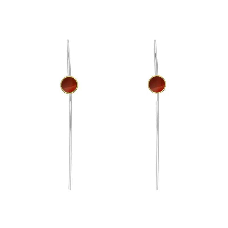 9ct Yellow Gold Sterling Silver Carnelian Stepping Stones 5mm Round Hook Earrings sold by Jura Watches