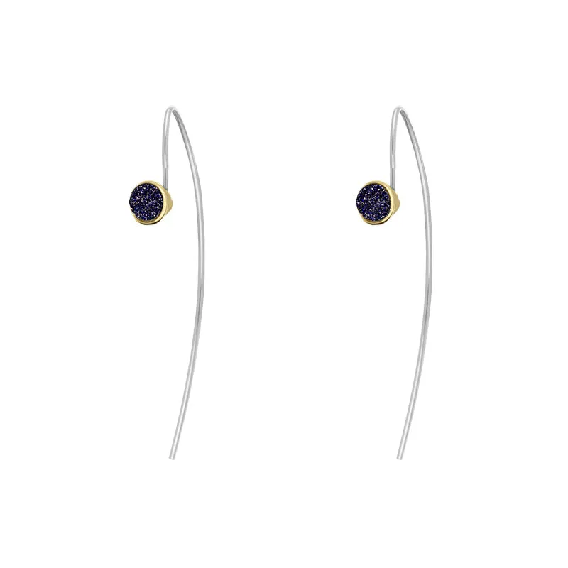 9ct Yellow Gold Sterling Silver Blue Goldstone Stepping Stones 5mm Round Hook Earrings sold by Jura Watches product image thumbnail 2