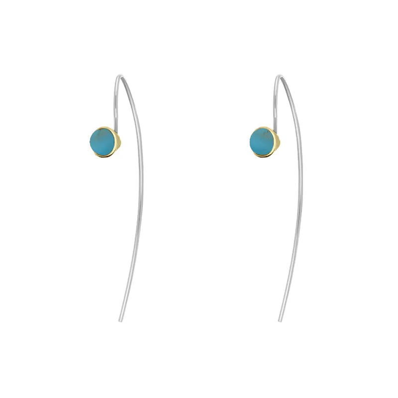 9ct Yellow Gold Sterling Silver Turquoise Stepping Stones 5mm Round Hook Earrings sold by Jura Watches product image thumbnail 2