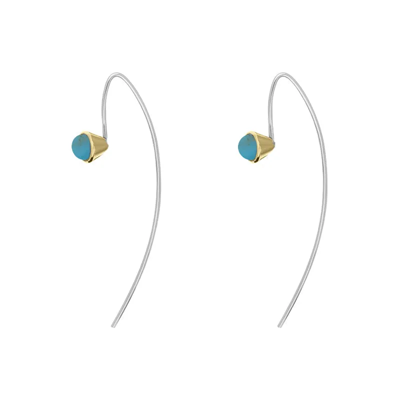 9ct Yellow Gold Sterling Silver Turquoise Stepping Stones 5mm Round Hook Earrings sold by Jura Watches product image thumbnail 3