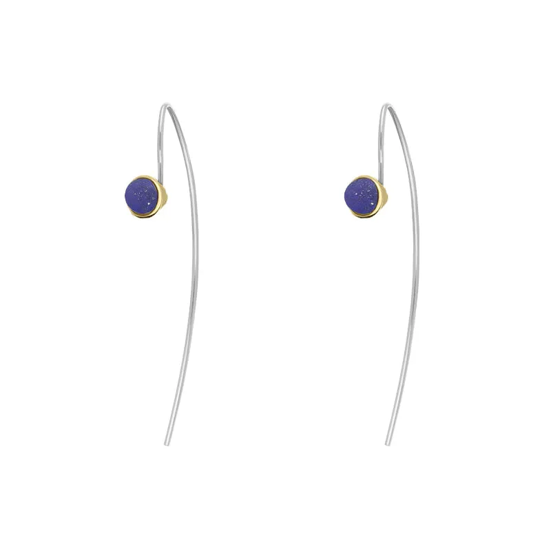 9ct Yellow Gold Sterling Silver Lapis Lazuli Stepping Stones 5mm Round Hook Earrings sold by Jura Watches product image thumbnail 2
