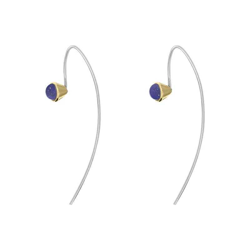 9ct Yellow Gold Sterling Silver Lapis Lazuli Stepping Stones 5mm Round Hook Earrings sold by Jura Watches product image thumbnail 3