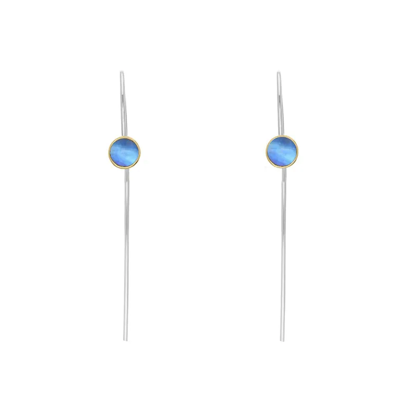 9ct Yellow Gold Sterling Silver Moonstone Stepping Stones 5mm Round Hook Earrings sold by Jura Watches