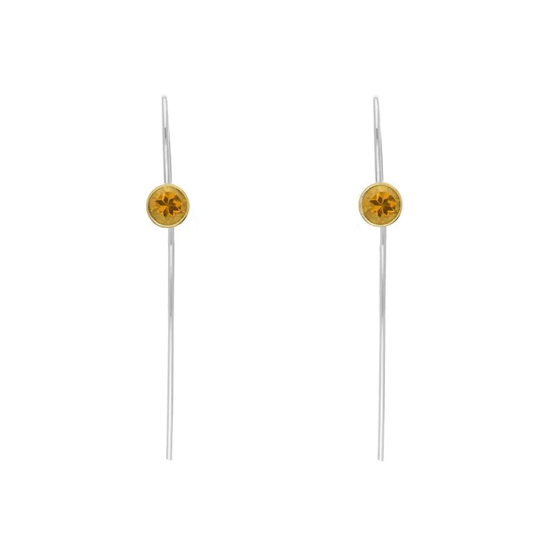 9ct Yellow Gold Sterling Silver Citrine Stepping Stones 5mm Round Hook Earrings sold by Jura Watches