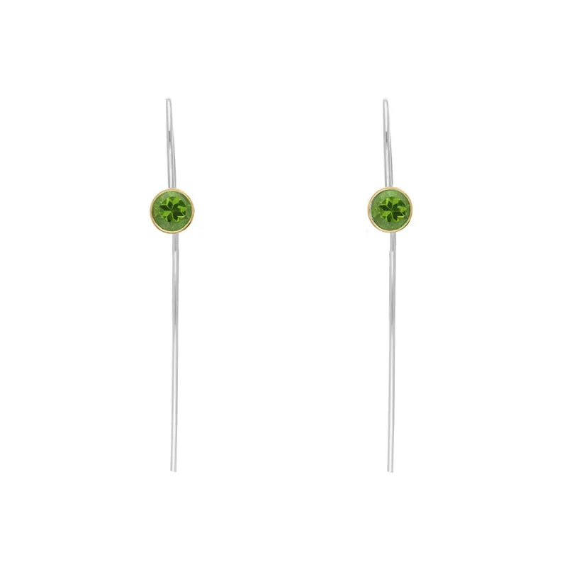 9ct Yellow Gold Sterling Silver Peridot Stepping Stones 5mm Round Hook Earrings sold by Jura Watches