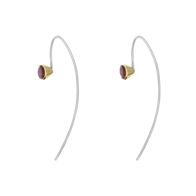 9ct Yellow Gold Sterling Silver Garnet Stepping Stones 5mm Round Hook Earrings sold by Jura Watches product image thumbnail 3