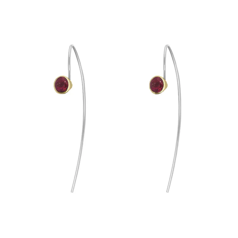 9ct Yellow Gold Sterling Silver Garnet Stepping Stones 5mm Round Hook Earrings sold by Jura Watches product image thumbnail 2