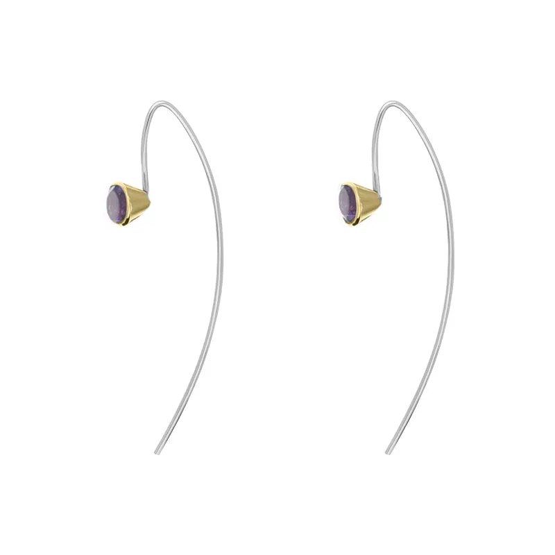 9ct Yellow Gold Sterling Silver Amethyst Stepping Stones 5mm Round Hook Earrings sold by Jura Watches product image thumbnail 3