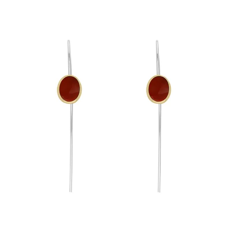 9ct Yellow Gold Sterling Silver Carnelian Stepping Stones 6x8mm Oval Hook Earrings sold by Jura Watches