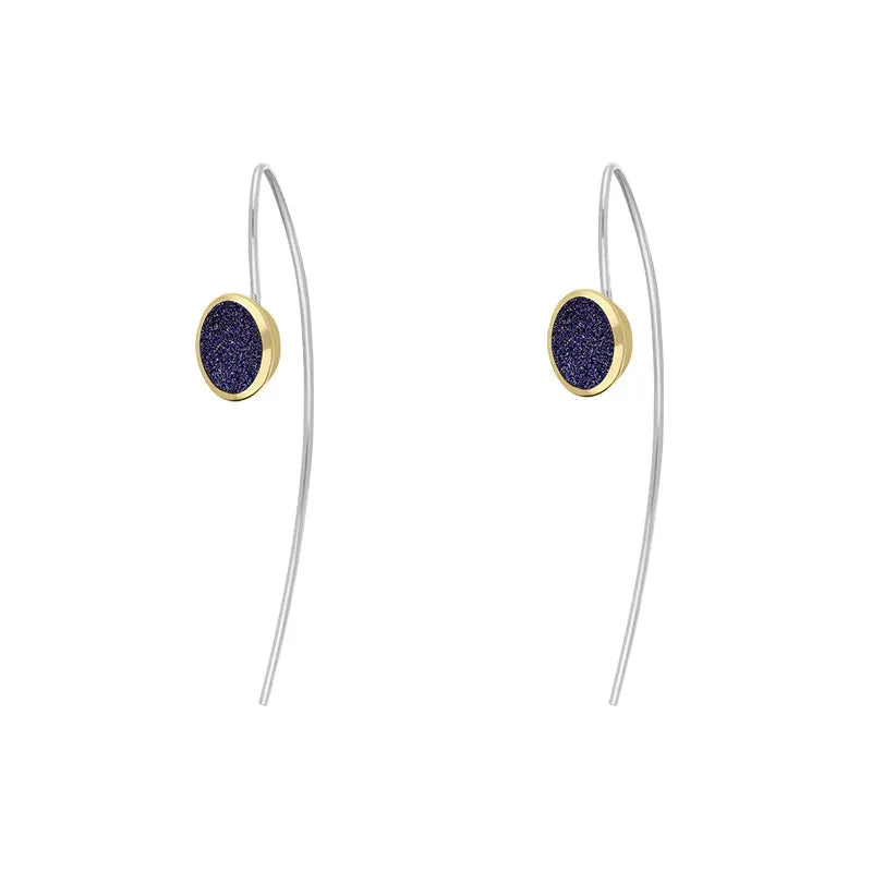 9ct Yellow Gold Sterling Silver Blue Goldstone Stepping Stones 6x8mm Oval Hook Earrings sold by Jura Watches product image thumbnail 2