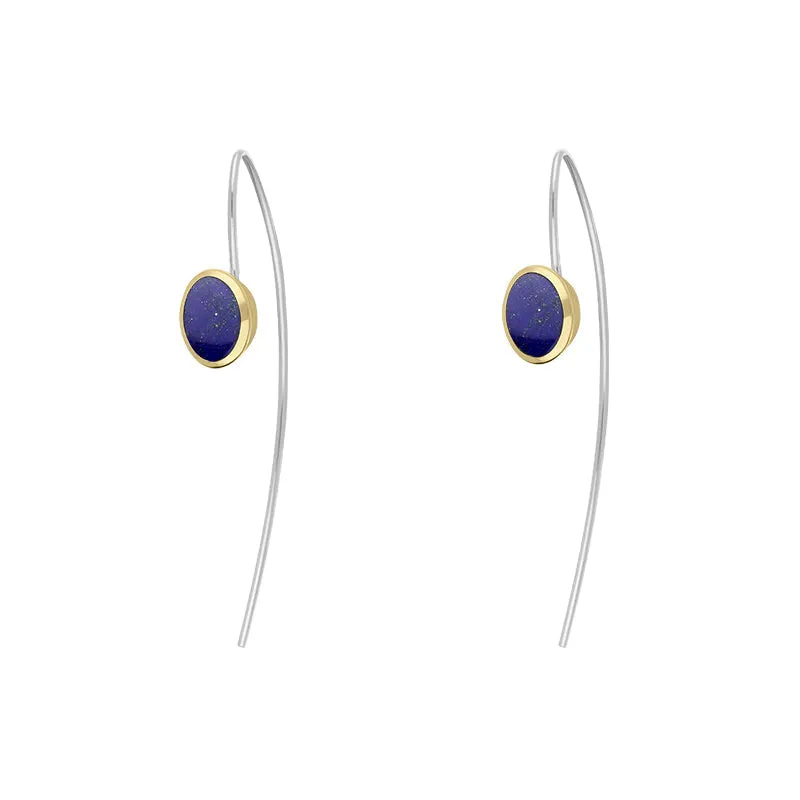 9ct Yellow Gold Sterling Silver Lapis Lazuli Stepping Stones 6x8mm Oval Hook Earrings sold by Jura Watches product image thumbnail 2