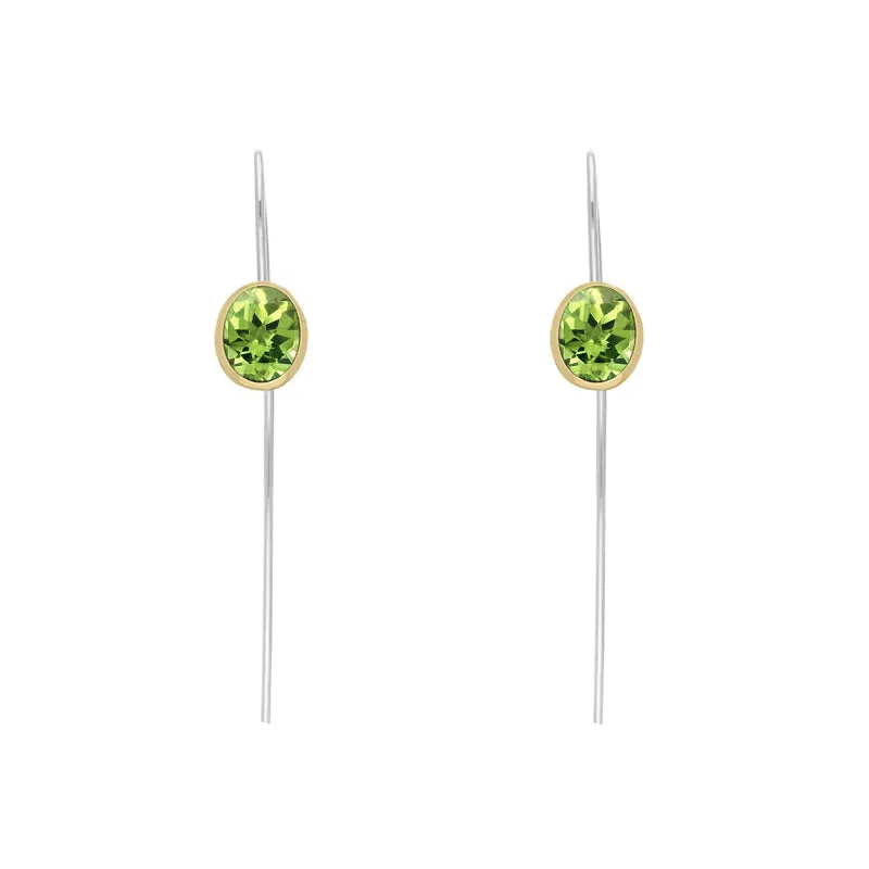 9ct Yellow Gold Sterling Silver Peridot Stepping Stones 6x8mm Oval Hook Earrings sold by Jura Watches