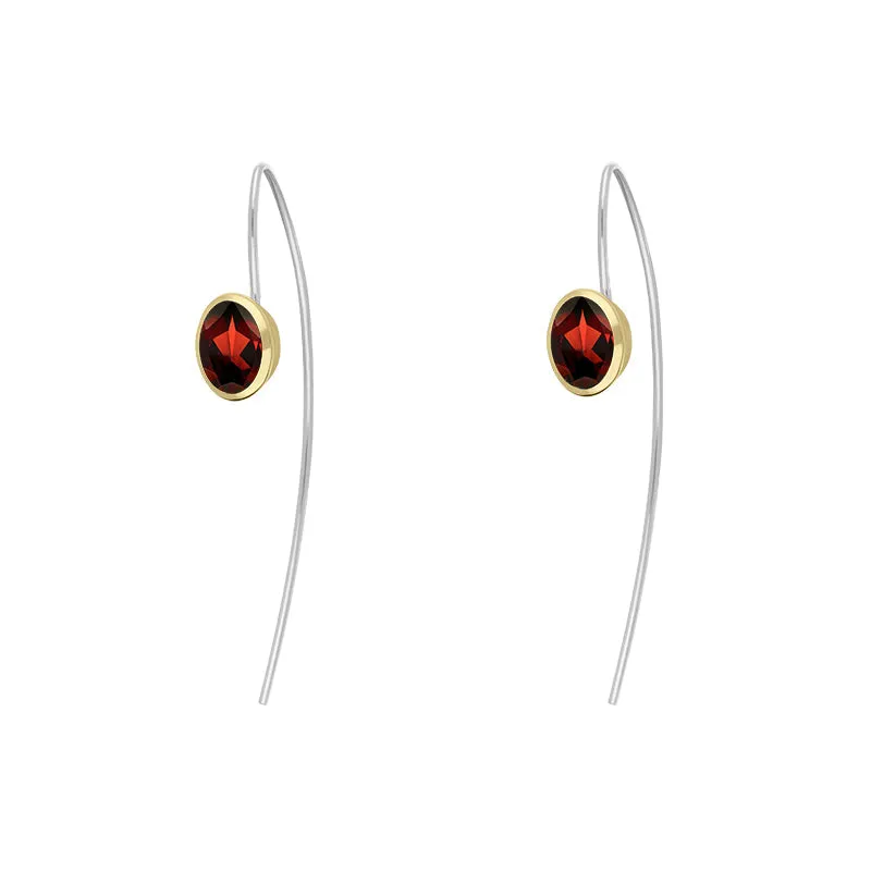 9ct Yellow Gold Sterling Silver Garnet Stepping Stones 6x8mm Oval Hook Earrings sold by Jura Watches product image thumbnail 2