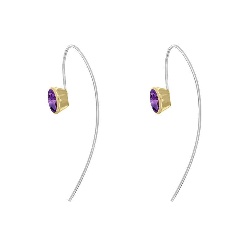 9ct Yellow Gold Sterling Silver Amethyst Stepping Stones 6x8mm Oval Hook Earrings sold by Jura Watches product image thumbnail 3