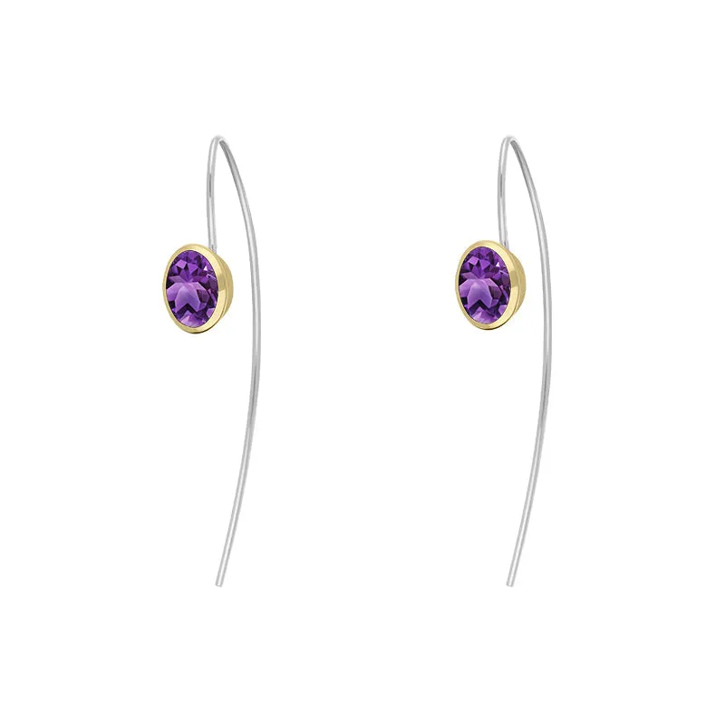 9ct Yellow Gold Sterling Silver Amethyst Stepping Stones 6x8mm Oval Hook Earrings sold by Jura Watches product image thumbnail 2