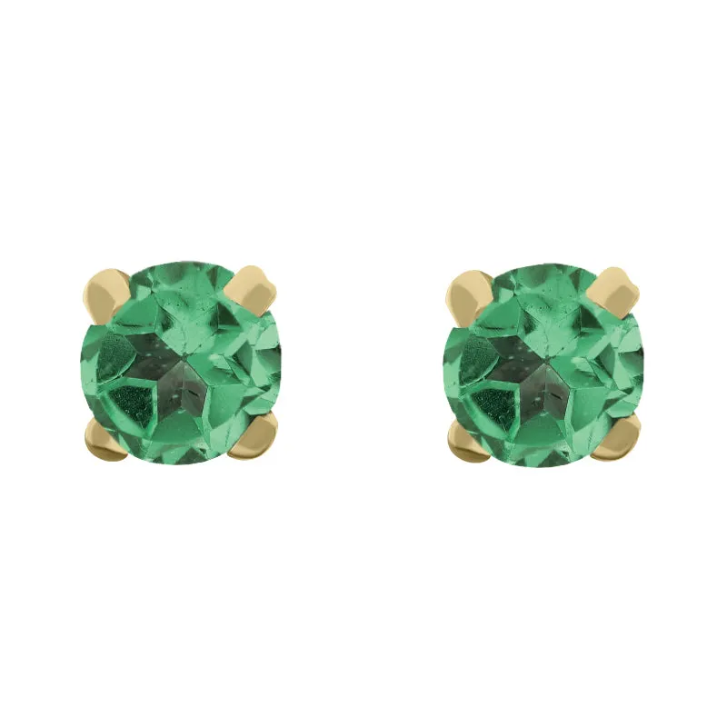 9ct Yellow Gold Sterling Silver Peridot Stepping Stones 5mm Round Claw Set Stud Earrings sold by Jura Watches