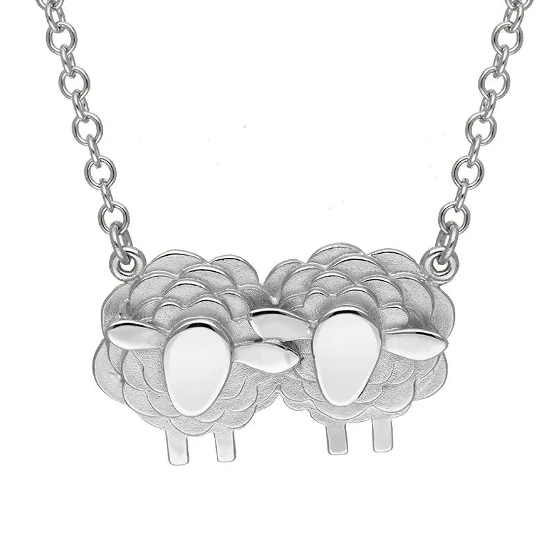 18ct White Gold Two Large Sheep Necklace sold by Jura Watches