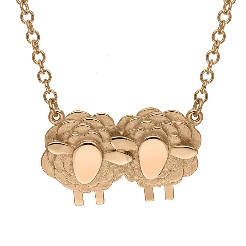 9ct Rose Gold Two Large Sheep Necklace sold by Jura Watches