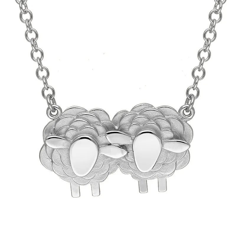 9ct White Gold Two Large Sheep Necklace sold by Jura Watches