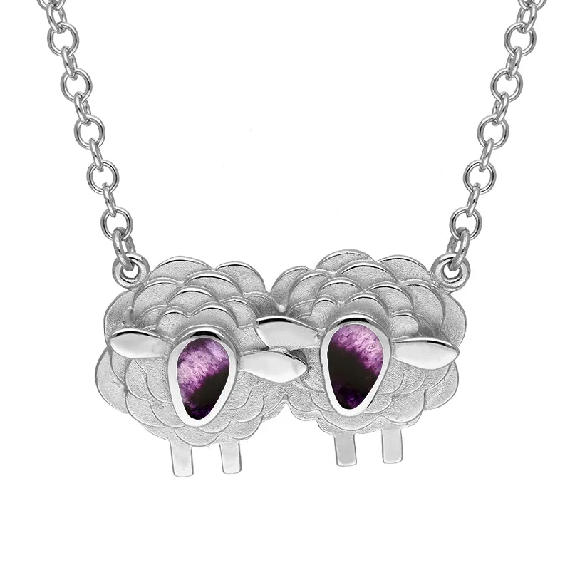 Sterling Silver Blue John Two Large Sheep Necklace sold by Jura Watches