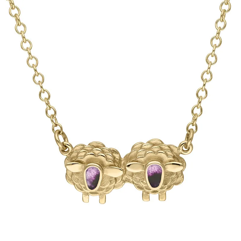 18ct Yellow Gold Blue John Two Sheep Necklace sold by Jura Watches