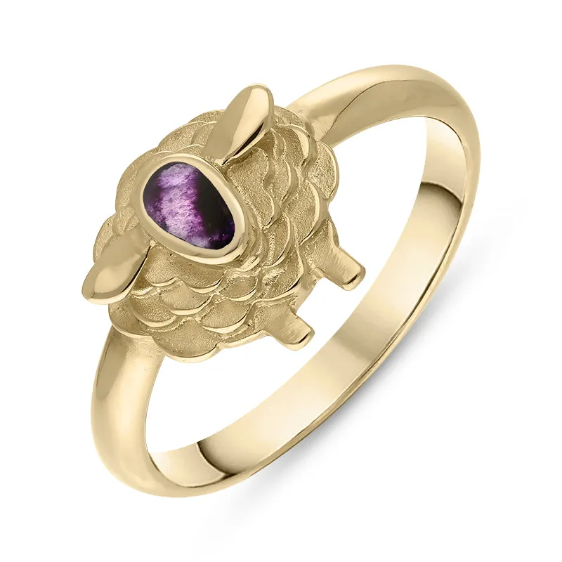 18ct Yellow Gold Blue John Sheep Ring sold by Jura Watches